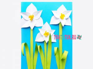 Объемная аппликация с нарциссами