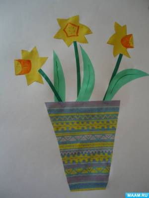 Конспект занятия по аппликации «Букет нарциссов»