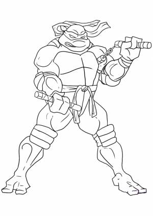 Раскраска Серьезно настроенный Микеланджело