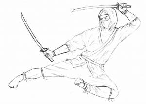 Ниндзя рисунок карандашом