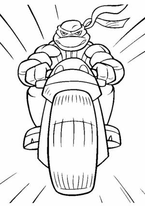 Раскраска Донателло на мотоцикле