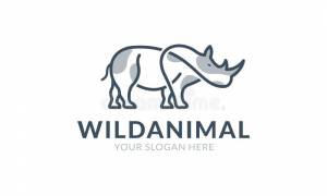 Шаблон логотипа носорога иллюстрация вектора