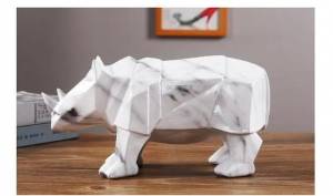 Статуя носорога геометрической формы, абстрактная полимерная скульптура животного, ремесленное украшение, аксессуары для европейского украшения