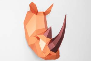 Многоугольный PDF-шаблон головы носорога из бумаги