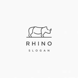 Шаблон дизайна значка логотипа искусства линии носорога