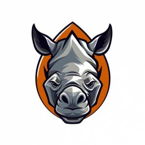 Шаблон логотипа векторного талисмана головы носорога