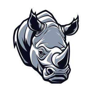 Шаблон логотипа векторного талисмана головы носорога