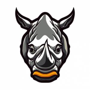 Шаблон логотипа векторного талисмана головы носорога