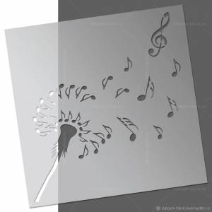 Трафарет одуванчик ноты 229