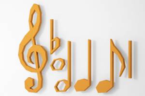 Декор для стен Музыкальные ноты, Бесплатный низкополигональный шаблон PDF