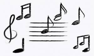 Векторные иллюстрированные черными чернилами музыкальные ноты и ключи задают шаблон набор музыкальных нот