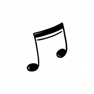 Музыкальная нота в стиле каракулей ручной рисунок элемента музыкальной ноты мелодия символ черной формы векторная иллюстрация изолирована