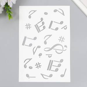 Трафарет для творчества Ноты 24х16 см, пластик