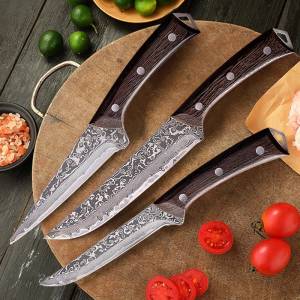 Красивый шаблон, кованый нож для резки мяса мясника, мясника, нож шеф-повара