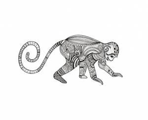 Абстрактная векторная иллюстрация обезьяны, нарисованная вручную