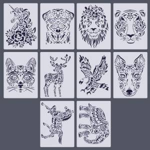 10 листов трафареты животных Рисунок шаблоны для рисования для детей DIY царапин искусство Ремесло Скрап проектов развивающие игрушки