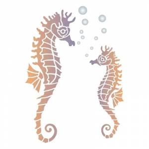 Трафарет многоразовый для декора «Морские коньки»-пластиковый шаблон для повторного использования в любых цветах