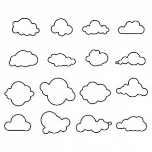 Облака голубое небо с облаками различной формы милый летний облачный пейзаж облачный пейзаж простота природа воздушная панорама вектор комикс