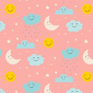 Улыбающиеся милые облака шаблон фона