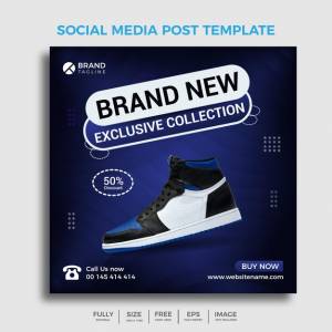 Обувь баннер в социальных сетях современная реклама полностью редактируемый шаблон поста баннера дизайна
