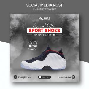 Дизайн обуви, баннер обуви, спортивная обувь, шаблон обуви в социальных сетях, сообщение о продукте в социальных сетях