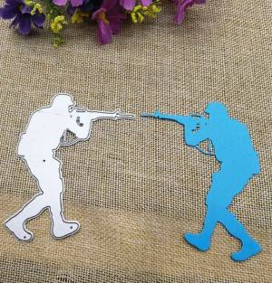 Металлический трафарет для скрапбукинга с изображением солдата охотника, шаблон для рукоделия, бумажный альбом, поздравительная открытка, Подарочный декор, вырезанные штампы