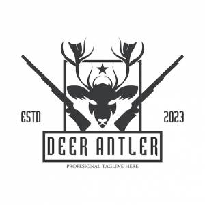 Шаблон логотипа векторной иллюстрации охотника на оленей