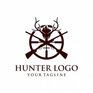 Винтажный векторный шаблон логотипа охотника на оленей