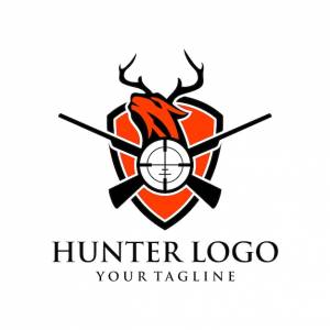 Винтажный векторный шаблон логотипа охотника на оленей