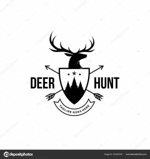 Логотип Охотника Оленей Значок Эмблема Шаблон Дизайна Этикетки  Иллюстрация Векторное изображение ©addymawy 372457234