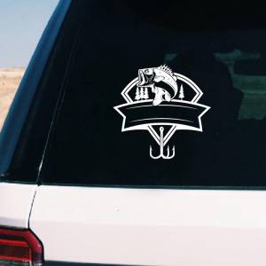 Виниловая наклейка с логотипом ловли окуня, рыболовный крючок, для пресной воды, охоты, в полоску, для соревнований, конкурсов, наклейки, украшение для автомобиля