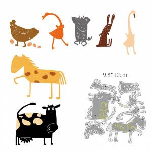 Семь животных, корова и осел, дизайн, металлические штампы, сделай сам, скрапбукинг, тиснение, трафарет, бумага, шаблон для альбома