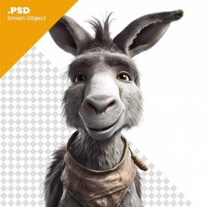 3d цифровой рендеринг забавного осла с шарфом на белом фоне psd шаблон