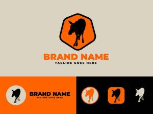 Дизайн логотипа осла для брендинга и бизнеса оранжевый и черный