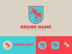 Дизайн логотипа осла для брендинга и бизнеса синий и розовый