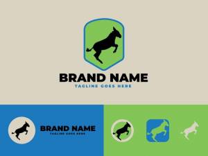 Дизайн логотипа осла для брендинга и бизнеса синий и зеленый