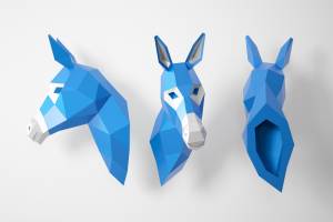 Голова осла, шаблон PDF из бумаги, низкополигональная скульптура своими руками