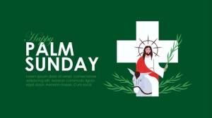 Вербное воскресенье шаблон плаката с иисусом на силуэте осла