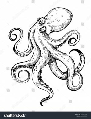 Осьминог трафарет