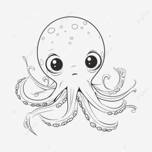изображение рисунка осьминога с наброском милых глаз вектор PNG , реалистичный рисунок осьминога, реалистичный контур осьминога, реалистичный эскиз осьминога PNG картинки и пнг рисунок для й загрузки