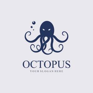 Шаблон логотипа векторной иллюстрации осьминога с простой концепцией