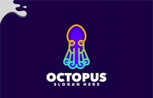 Простой красочный дизайн логотипа осьминога с градиентом