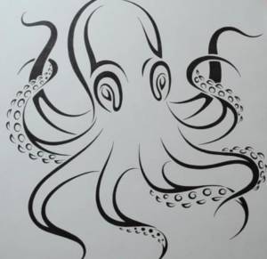 Как нарисовать татуировку осьминога карандашом на бумаге поэтапно