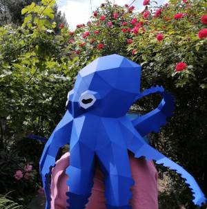 Маска осьминога своими руками, низкополигональная маска «Рыба-дьявол», бумажная маска для рукоделия Poulpe, шаблон PDF 3D Маска