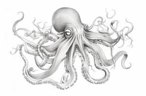 Рисунок осьминога со словом осьминог на нем