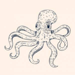 Нарисованная рукой иллюстрация рисунка осьминога