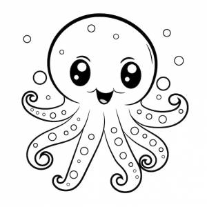 Векторные милые черно-белые раскраски осьминога для детей