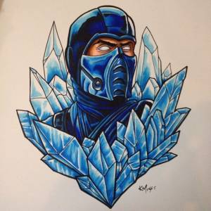 Sub Zero marker on hot press watercolor paper subzero mortalkombat marker mk micron art…