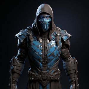 3d персонаж mortal kombat subzero в стиле моделирования жесткой поверхности