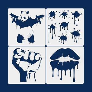 Трафареты 20*20 см с рисунком в виде панды и губ, трафареты для самостоятельной сборки, мебель, настенное оформление, граффити, шаблон для рисования